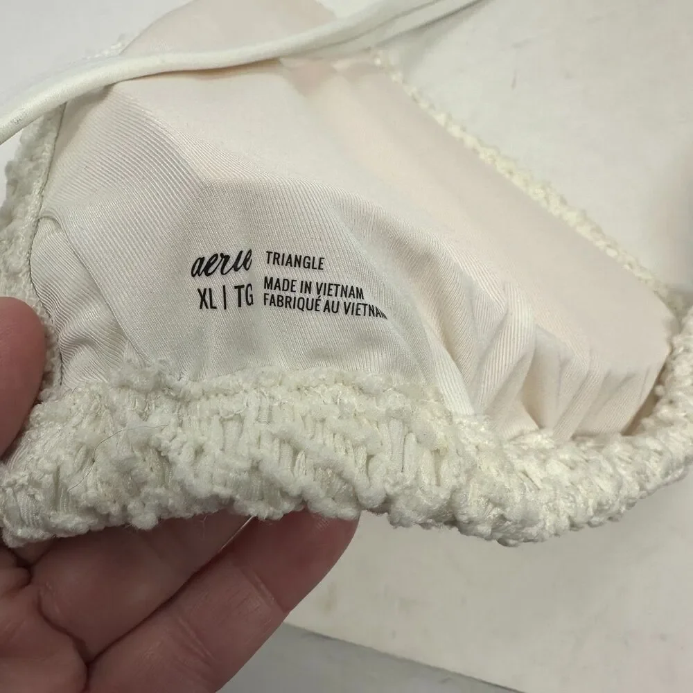 Aerie Cream Knit Bikini Top Halter Top‎ Size XL NWT